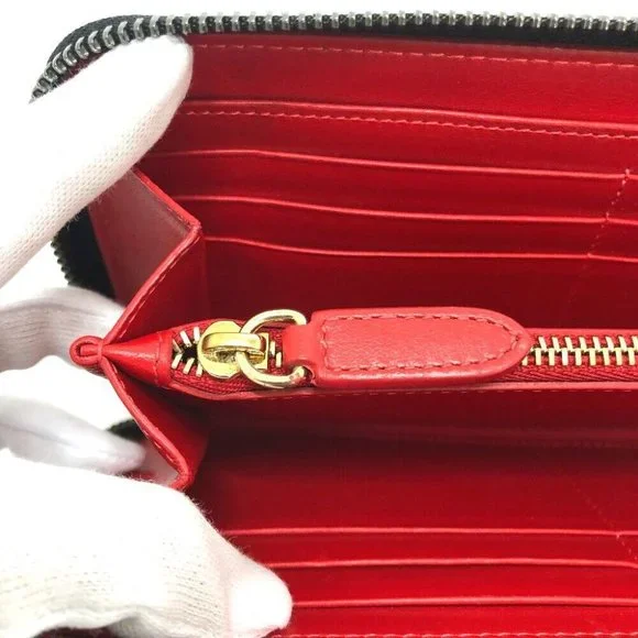 Christian Louboutin Panettone Spike studs Zip Around Long Wallet Leather Black
